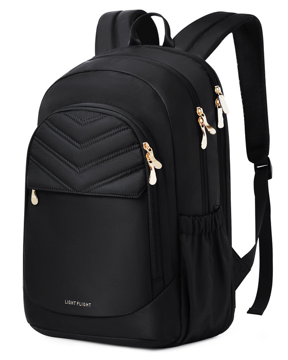 LIGHT FLIGHT 173 Laptop Backpack for Women Large Black Travel Backpacks with USB Charging Hole Water Resistant Large Cap