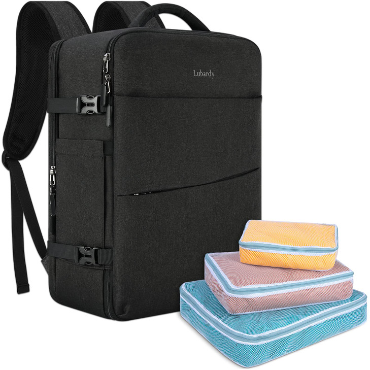 Lubardy Travel Backpack for Men Women 17 Inch Flight Approved Carry on Backpack Waterproof Large 40L Luggage Daypack Bus