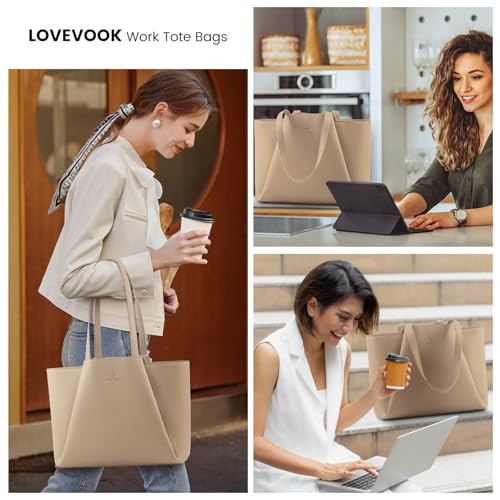 LOVEVOOK Laptop Tote for Women 156 Inch Faux Leather Laptop Bag with Clutch Large Capacity Office Purse Computer Briefca
