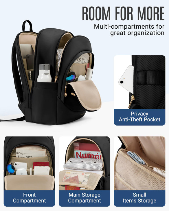 LIGHT FLIGHT Travel Backpack for Women 156 Inch Laptop Backpack with USB Charging Hole Water Resistant College Bookbag L