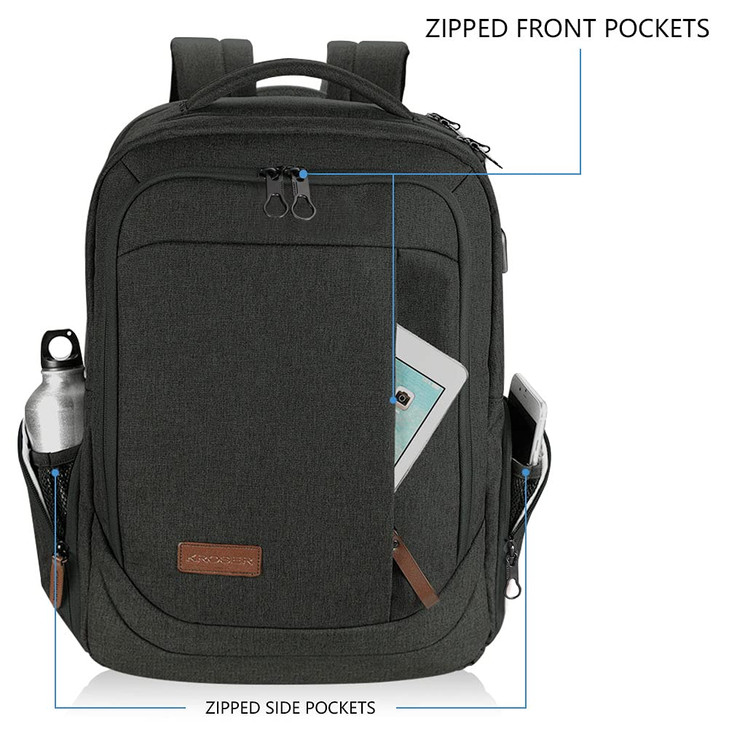 KROSER Laptop Backpack Large Computer Backpack Fits up to 173 Inch Laptop with USB Charging Port WaterRepellent Travel B