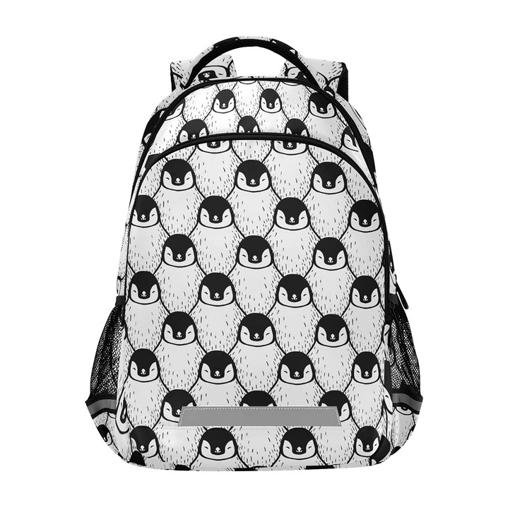 MNSRUU School Backpack with Chest Strap Cute Penguin Print Laptop Backpack Travel Hiking Backpack for Boys Girls Rucksac