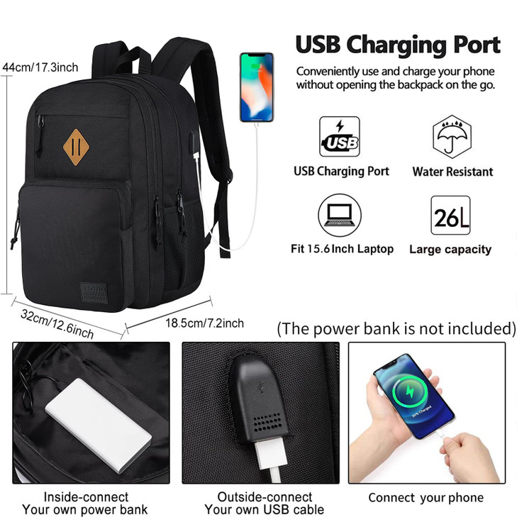 KEOFID Travel backpack for Men and Women Anti Theft Laptop Backpack with USB Charging Port for Work Large Bag for Colleg