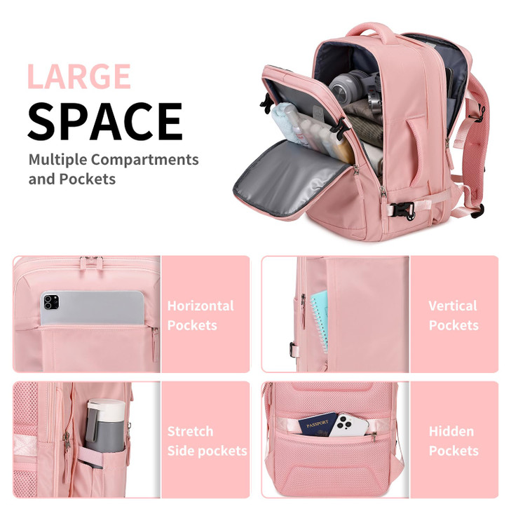 ASKSKY Womens Travel Backpack Expandable Weekender Overnight Backpack for Short Trips Laptop Backpack with Multiple Comp