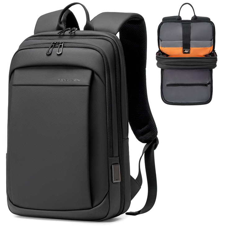 FENRUIEN Work Backpack for Men Water Resistant Expandable Backpack with USB C Charging Port Black 156 Laptop Backpack