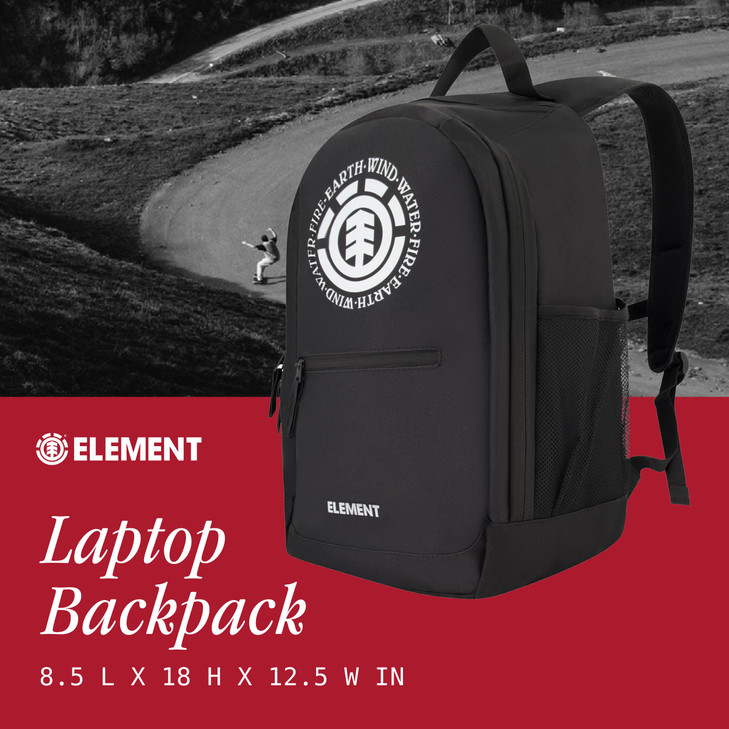 Element Backpack 15 Inch Laptop Bag Padded Computer Bag for Commute or Travel Black