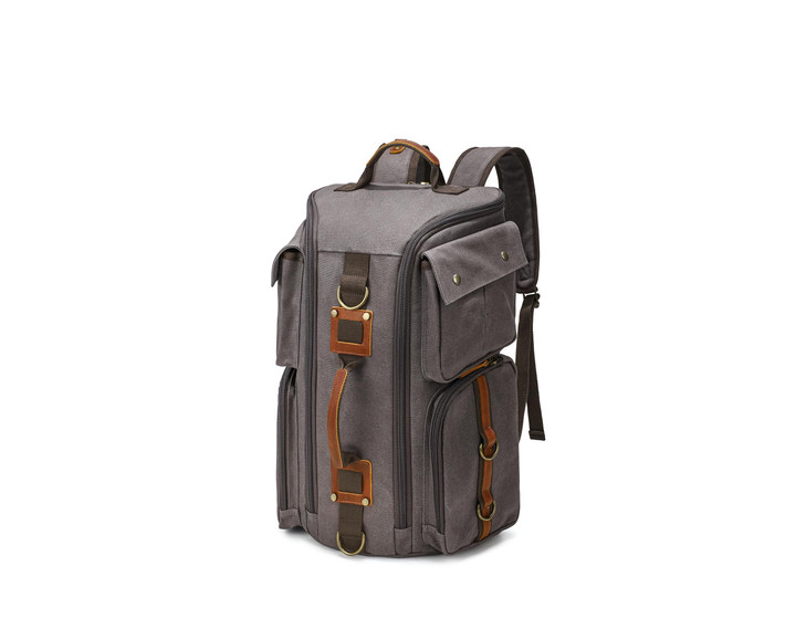 peacechaos HeavyDuty Waxed Canvas Backpack for Men 17 Inch Laptop Rucksack with Genuine Leather MultiPocket Travel Bag f