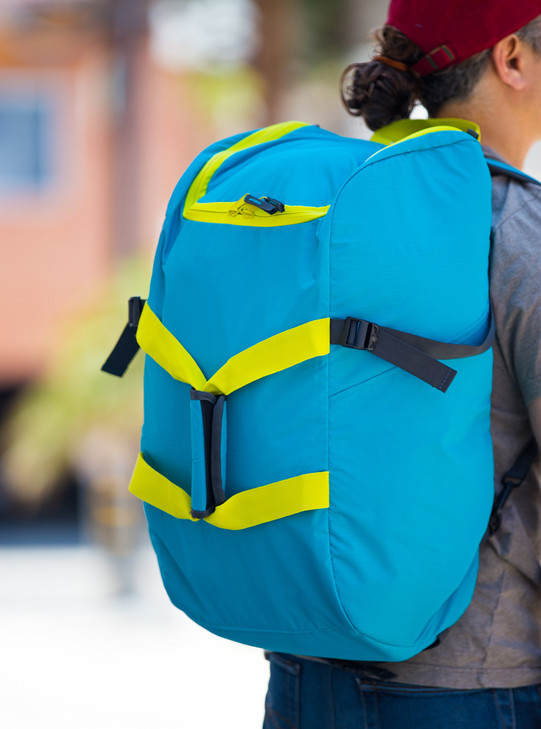 dbest products Smart Backpack Teal and Yellow 4in1 Rolling Backpack Luggage Duffel Gym Bag Removable Dolly Laptop Tablet