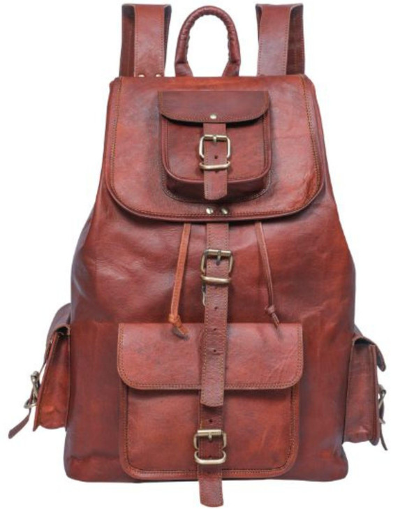 ANUENT 20 Vintage Leather Backpack for Men and Women Dark Brown Laptop and Travel Bag Large Rucksack and Knapsack Perfec