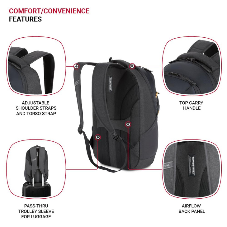 SwissGear 8175 Laptop Backpack Charcoal Heather 18 Inches