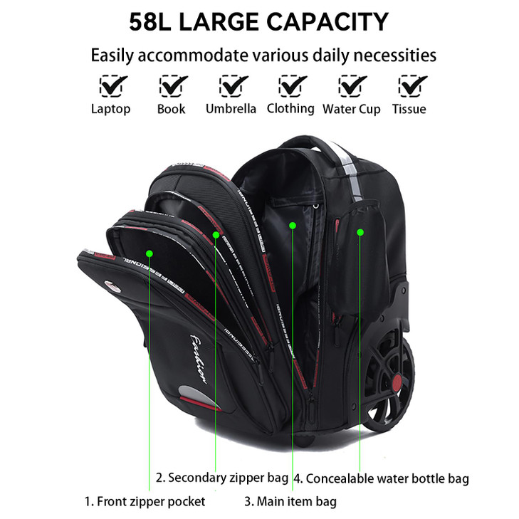 WMHYLYH Waterproof Rolling Backpack for Women and Men Laptop Backpack with Wheels for Adults Carry on Backpack with Larg