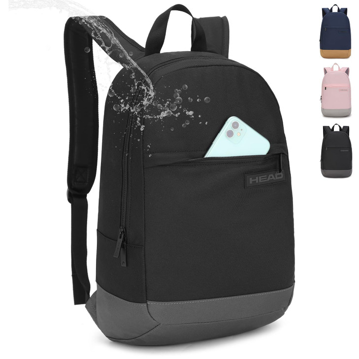 HEAD Small Waterproof Backpack for Women Men Lightweight Casual Daypack with 156 Inch Laptop Compartment Compact Basic B