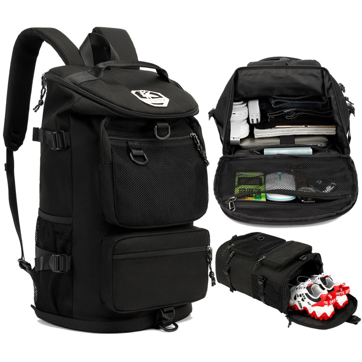 Solid color gym duffel bag backpack wrestling bagwith shoe compartment 4 kinds of back method waterproof travel sports w