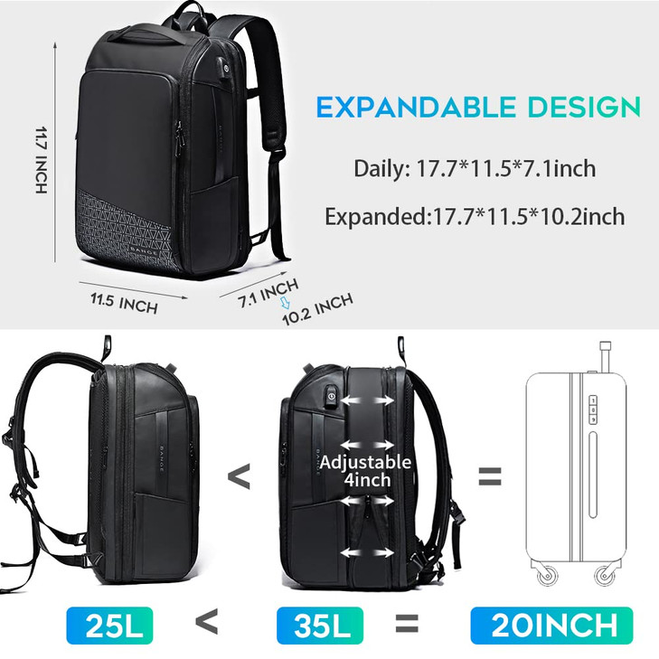 BANGE Travel BackpacksWeekender Carry On Backpack Waterproof Mens Business Laptop Backpack for 156inch