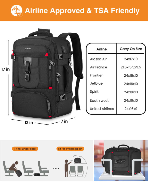 YAMTION Carry On Backpack for Men with Shoe CompartmentTravel Backpack with Laptop Compartment Airline Approved for Wome