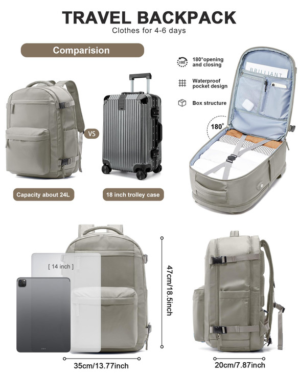 Lendolk Large Travel Backpack For Women MenMochila de ViajeCarry On Backpack with USB Charging Port Shoe PouchAirline Ap