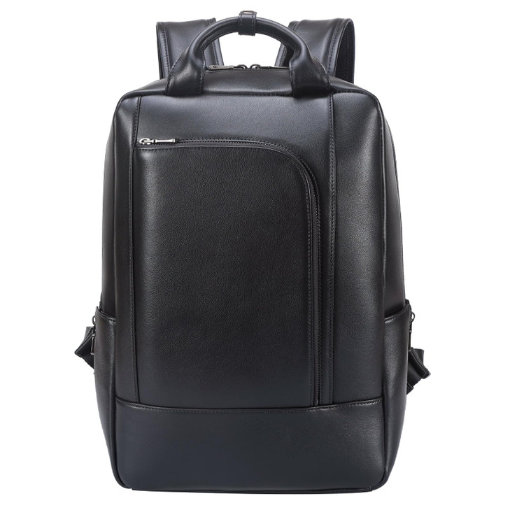 TIDING Genuine Leather Business Backpack for Men Women Professional 156 Inch Laptop Bag Work Office Casual Daypack Black