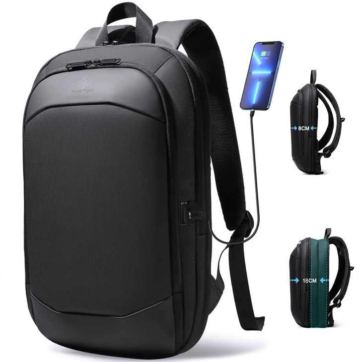 Business Backpack for Men 17 InchSlim Expandable Waterproof Travel Laptop Backpack with USB Charger PortAntiTheft Lightw