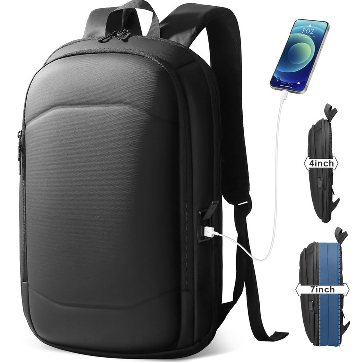 hk Business Backpack for Men 17 InchSlim Expandable Waterproof Travel Laptop Backpack with USB ChargingAntiTheft Lightwe