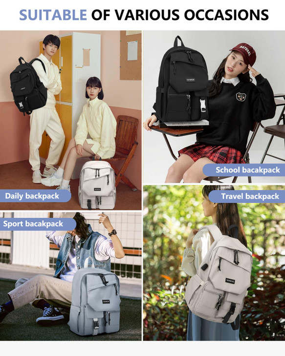 CAYINTOP Students Bookbag School Backpack Black 173 Inch Laptop Backpack for Women College Bag with USB Charging Port Bl