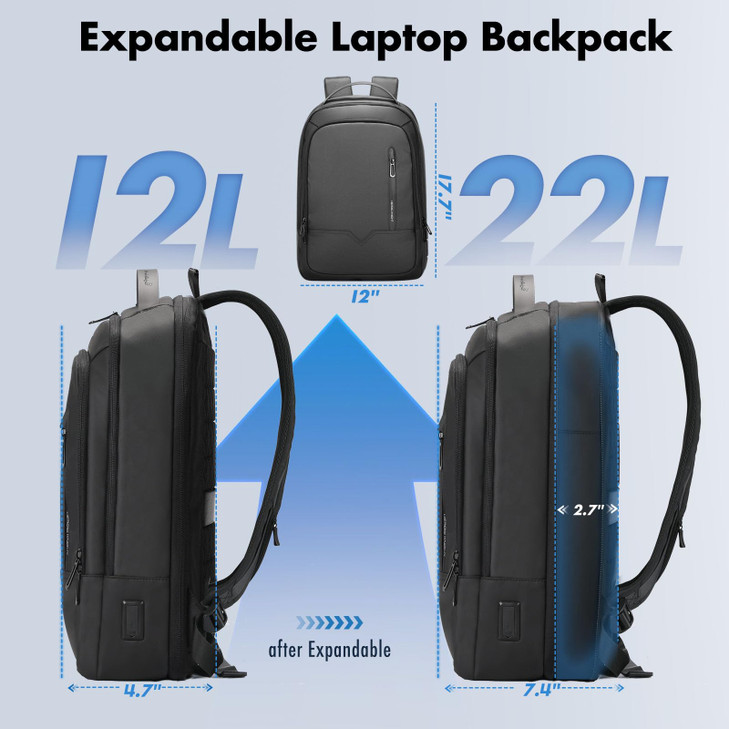 hk Laptop Expandable Smart Business Travel Work Backpack with USB Charging PortWater Resistant Antitheft Lightweight 156