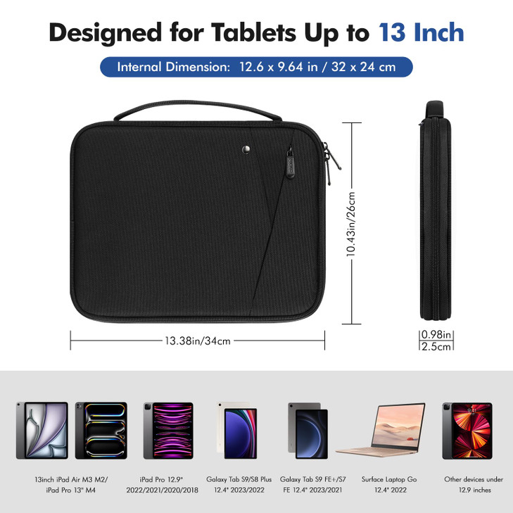 MoKo 129 Inch Tablet Sleeve Carrying Case with Handle Padded Protective Travel Bag for New 13 Inch iPad Pro M5 Air M3 20