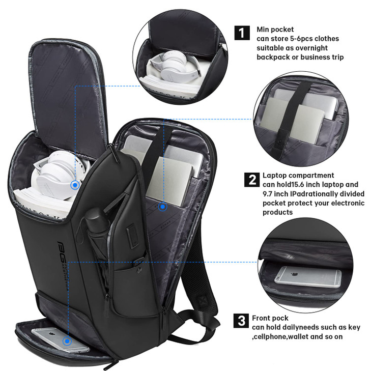 BANGE Business Laptop Smart backpack Can Hold 156 Inch Laptop Commute Backpack Carry on bag for men and women Black