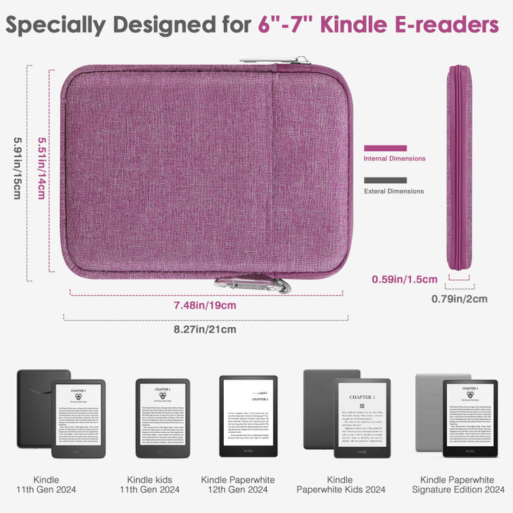 MoKo 67 Inch Kindle Sleeve Bag Protective Nylon Cover Compatible with Kindle Paperwhite 2021 Fire 7 2022 AllNew KindleKi