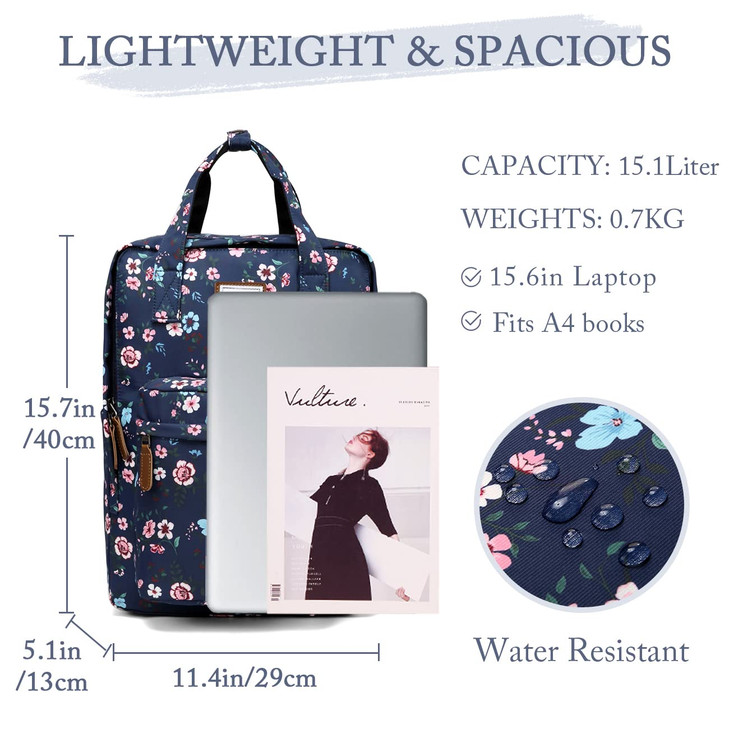 VASCHY School Backpack for WomenTeen Girls Travel Backpack Water Resistant College High School Computer Bag Student Book