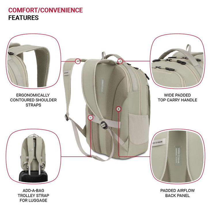 SwissGear Shield Laptop Backpack Sage Gray 185x12x6