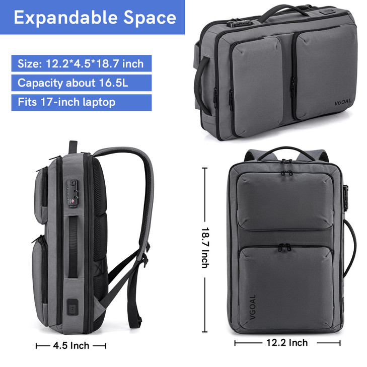 VGOAL Travel Laptop Backpack Laptop Bookbag College Backpack Durable Water Proof with USB Charging Port for Men Women FG