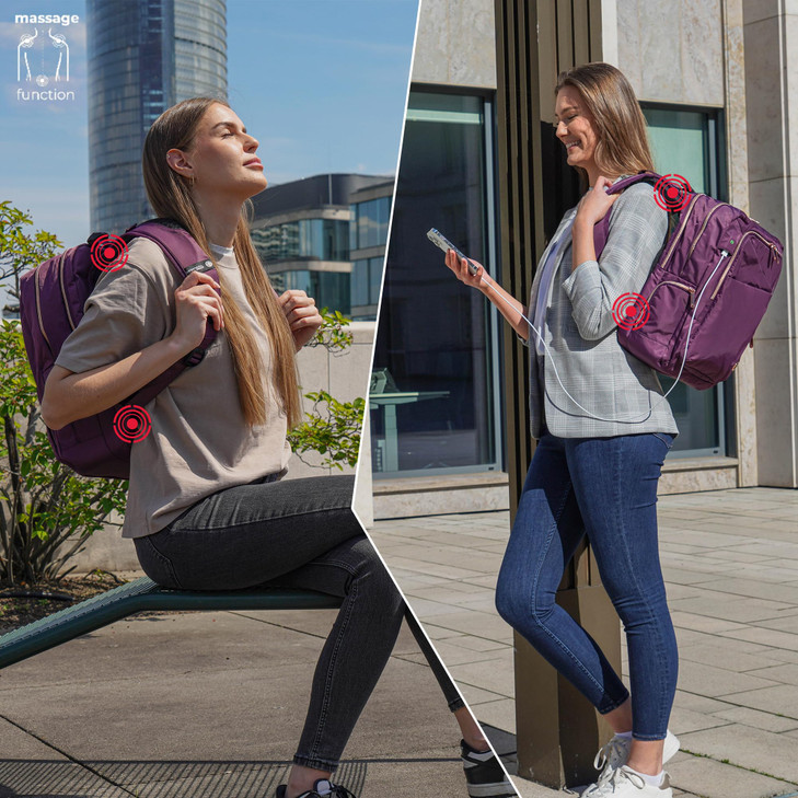 Swissdigital Design Massage Backpack for Women Fits 156 Laptop USBA Charging Commute Short hual travel with BuiltIn Shou