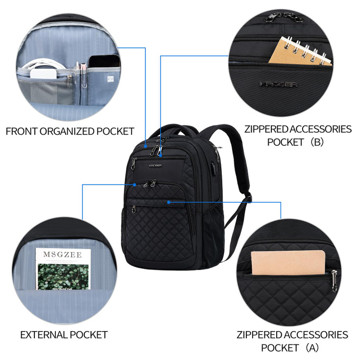 KROSER Travel Laptop Backpack 17 Inch Large Computer Backpack WaterRepellent Daypack with USB Charging Port RFID Pockets