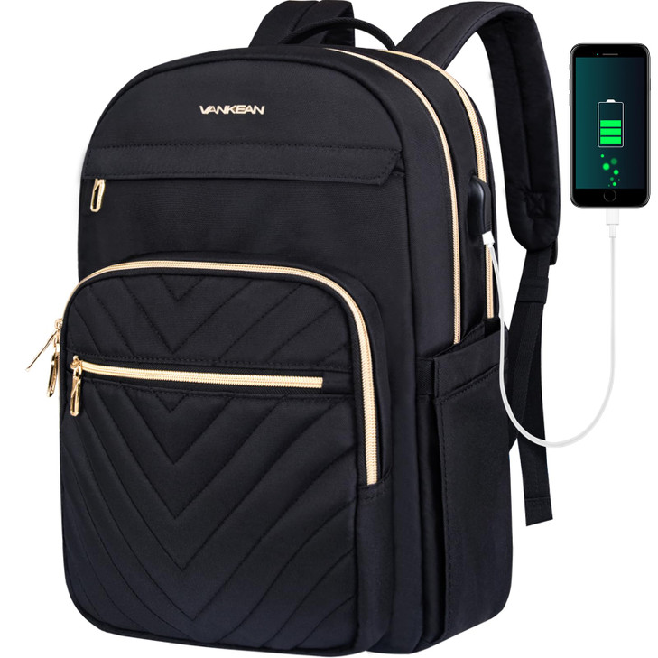 VANKEAN Laptop Backpack for Women with USB Port Laptop Computer Bag Travel Backpack PurseWaterproof Work Business Backpa