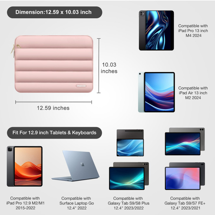 MOSISO 129 inch Tablet Sleeve Case for iPad Pro 13 M4 iPad Air 13 M3 M2 iPad Pro 129 M2 M1 65th with Magic KeyboardSmart