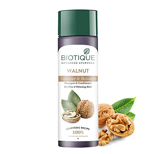 Biotique Bio Walnut Bark Volumizing Shampoo For Fine & Thinning Hair 120 ml/ 4.05 Oz. I Makes Hair Healthy, Silky, Shiny And Pure Natural Black I Mus online at globaldelivered