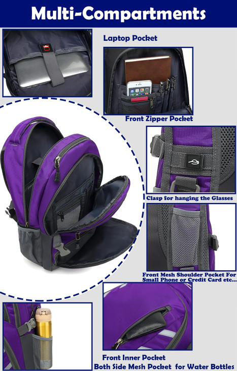 ProEtrade Backpack Bookbag for College Laptop Travel Fit Laptop Up to 156 inch with USB Charging Port Multi Compartment
