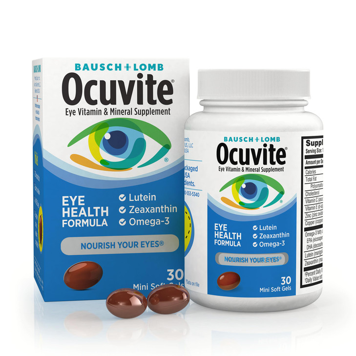 Ocuvite Eye Health, Lutein & Zeaxanthin Supplement, Eye Vitamin with Antioxidant Vitamin D, C, E & Omega-3, Helps Protect Eye Health, 30 Softgels online at globaldelivered