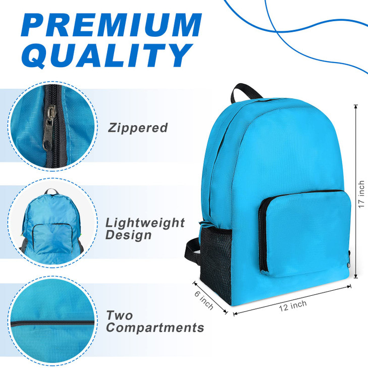 Sherr 20 Pack Foldable Backpacks Lightweight Backpack Bulk Adults Bag Classic Mix Colors Bag Outdoor Travel Donation Sup