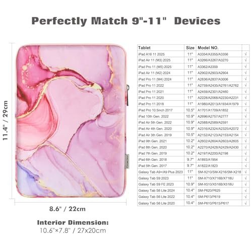 MoKo 911 Inch Tablet Sleeve Bag Carrying Case Fits iPad air 5 109 2022iPad Pro 11 M2 20222018iPad 10th 109iPad 987th Gen