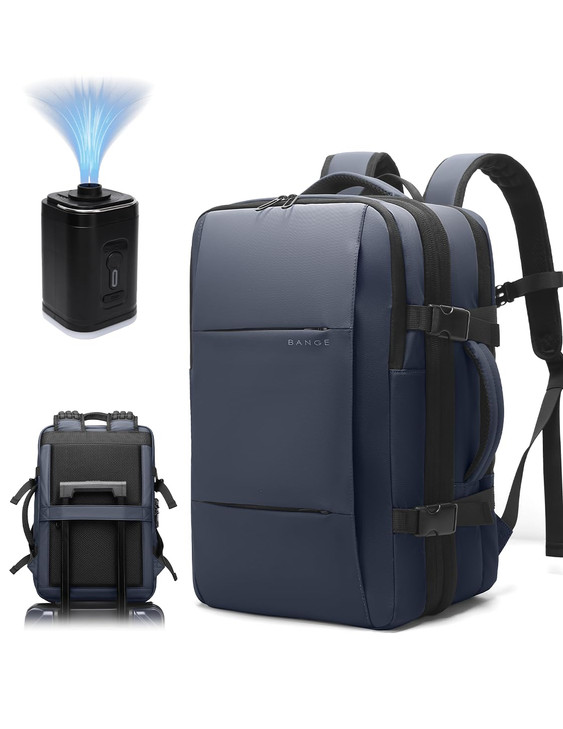 BANGE Backpack with AntiTheft Vacuum Compression Travel BackpackExpandable Backpacks with Pump for Airplanes