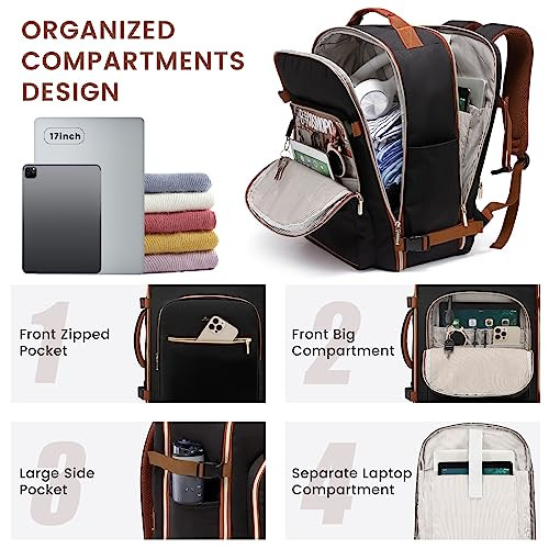 LOVEVOOK 40L Large Travel Backpack for Women Men 17 Inch Carry on Backpack for Traveling on Airplane Personal Item Bag A