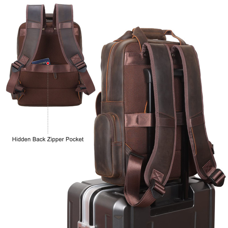 TIDING Genuine Leather 156 inch Laptop Backpack for Men College Casual Rucksack Backpack Business Travel Daypack