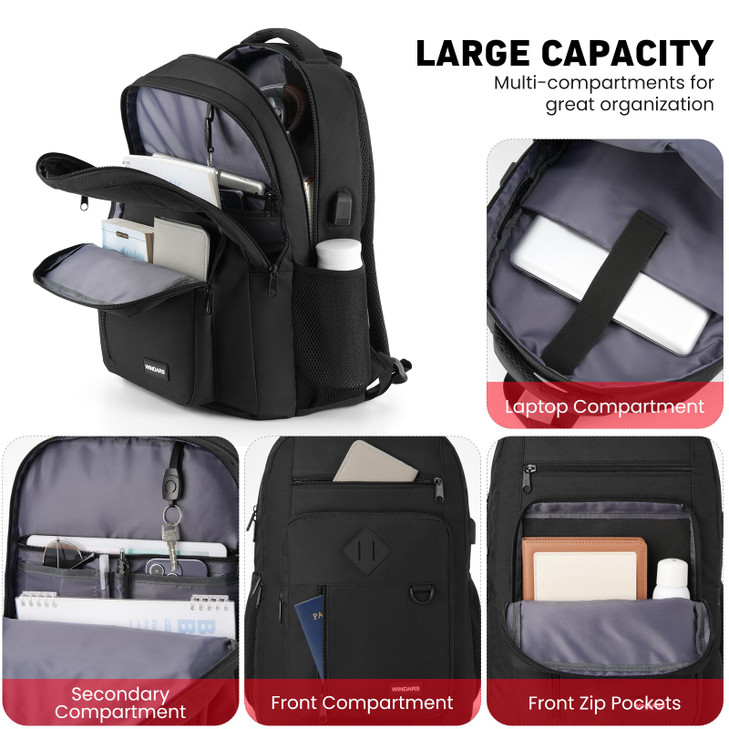WINDARS Backpack for Men and Women Casual School Backpack Teen Boys and Girls Lightweight 156 Inch Laptop Bookbag with U