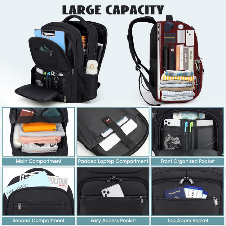 Travel Laptop Backpack 17 Inch Extra Large Laptop Backpack with USB Charging Hole 45L Anti Theft Travel Backpack Water R