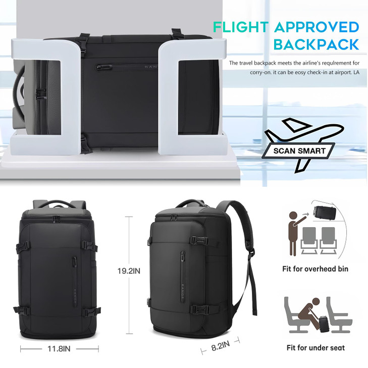 BANGE 40L Travel Backpack with Shoe Compartment Large Capacity Weekender Bag Daypack Fits 173 Inch Laptop Carryon Luggag