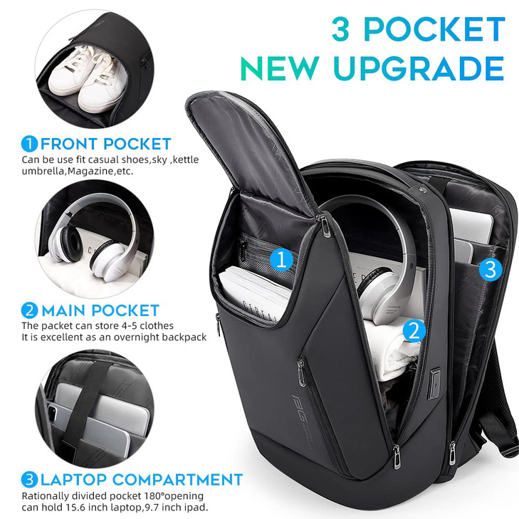 BANGE Business Smart Backpack Waterproof fit 156 Inch Laptop Backpack with USB Charging PortTravel Durable Backpack