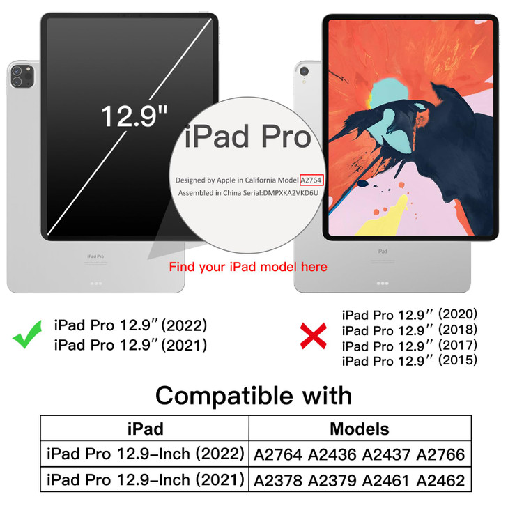 JETech Case for iPad Pro 129Inch 20222021 6th5th Generation Soft TPU Transparent Slim Shockproof Tablet Cover Support Pe
