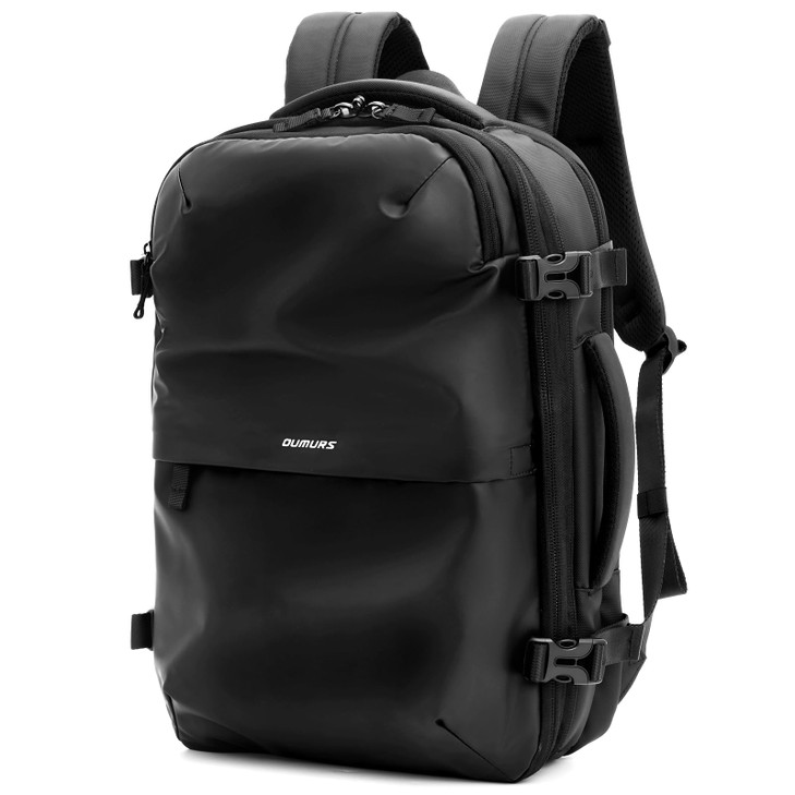 Oumurs Laptop Backpack for Long Travel with 3040L Expandable Large Capacity Waterresistant Black 1800D Oxford Fabric Lam