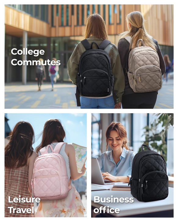 BAGSMART Travel Laptop Backpack College Backpack for Women Quilted Small Computer Bookbag WaterResistant 156 Inch Laptop